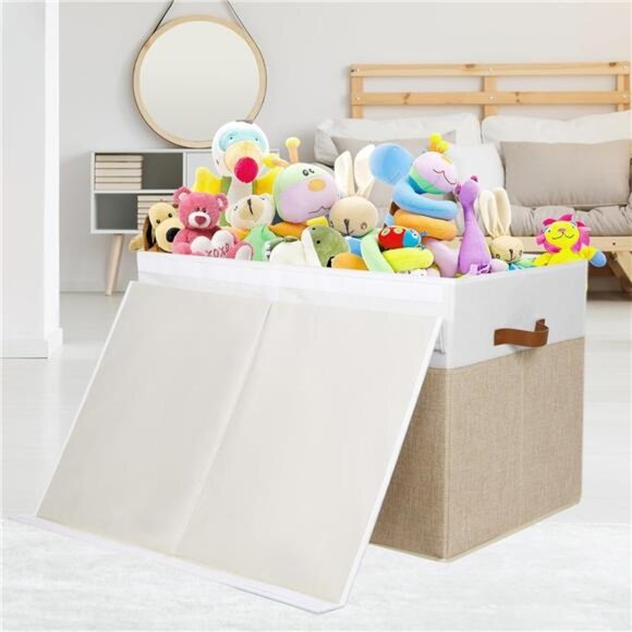 Large Toy Storage Box with Lid, Sturdy Toys Storage Chest Bin Organizer Basket - Picture 5 of 8